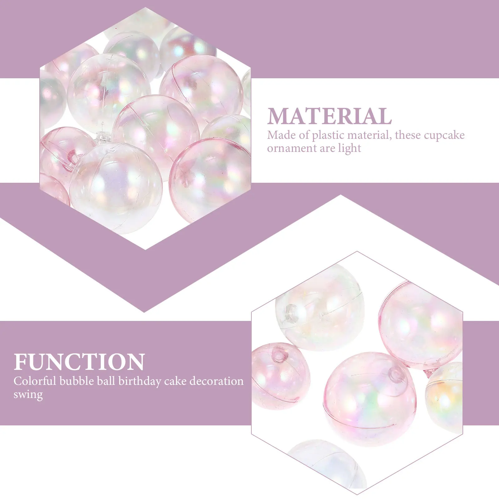 

18Pcs Plastic Ball Toppers Cake Decor Colorful Cupcake Birthday Party Dessert Decorative Ornaments Cake Decor Ball Shaped Topper