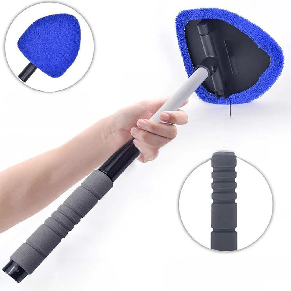 Car Glass for Cleaning Tool Kit with 4 for washable Microfiber Cloths Expandable Handle Spray Bottle and Detailing Brush Set