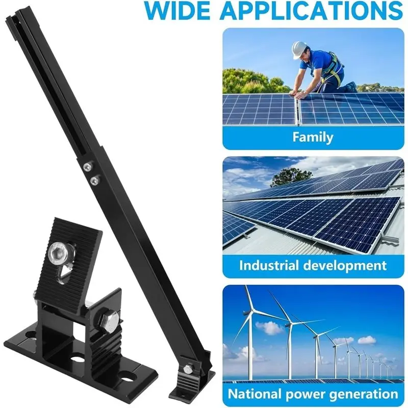 ABNL Aluminum Alloy Solar Panel Mounting Bracket Adjustable Tilt For Flat Surface Roof RV Boat Off-Grid(Mount Only)