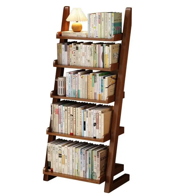 

Solid wood shelf Multifunctional trapezoidal bookshelf Living room wall storage rack Simple household floor-to-ceiling storage
