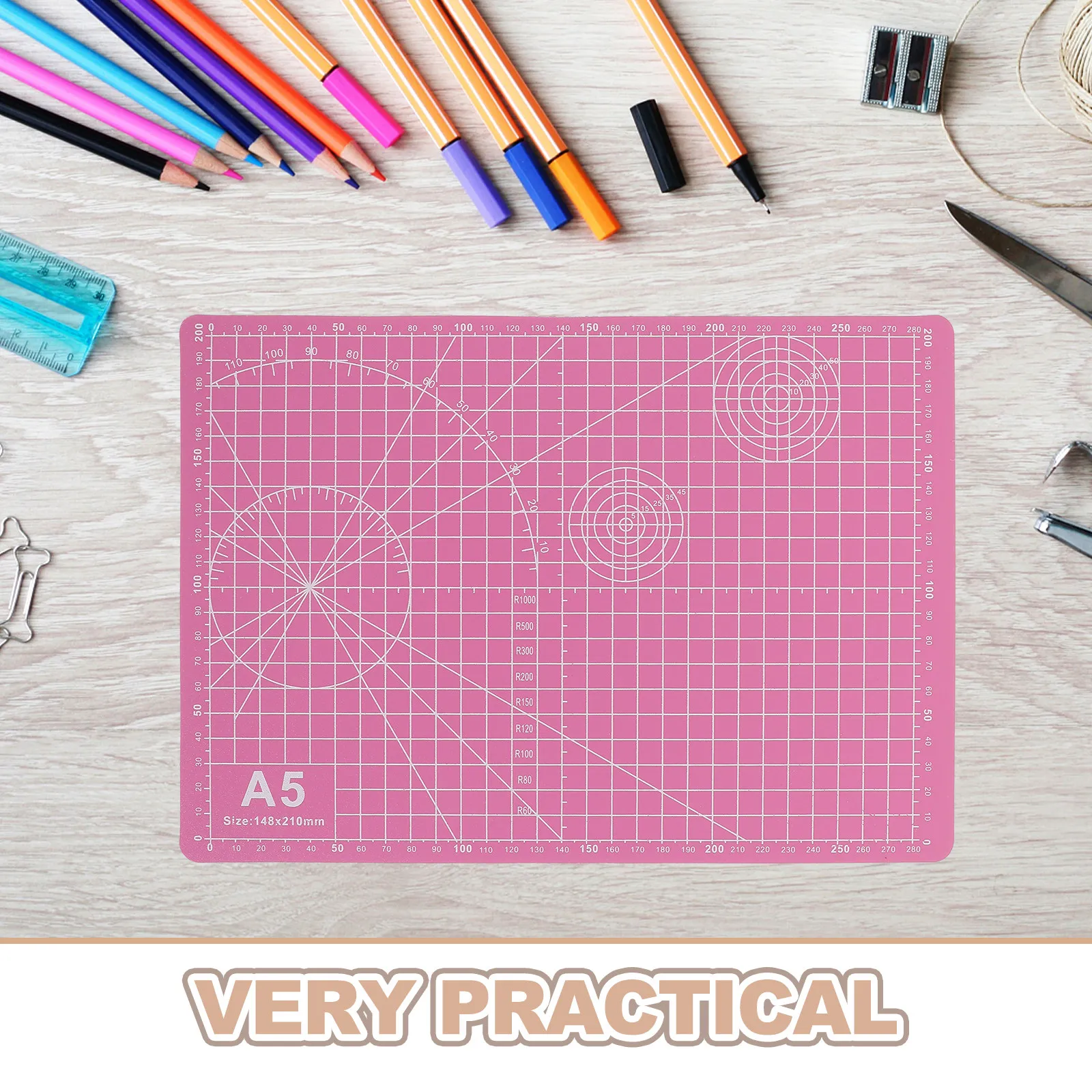 Pink A5 Cutting Mat Double Sided Self Healing Craft Board Scrapbooking Sewing Hobby Arts Grid Measurement Quilting Cutting Mats
