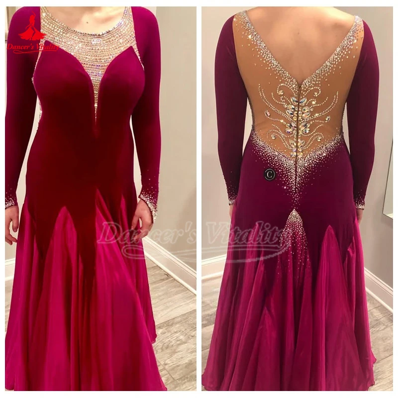 Personalizzazione Sala da ballo Club di ballo Standard Grande abito altalena Valzer Foxtrot Tango Quickstep Standard internazionale Esegui abiti