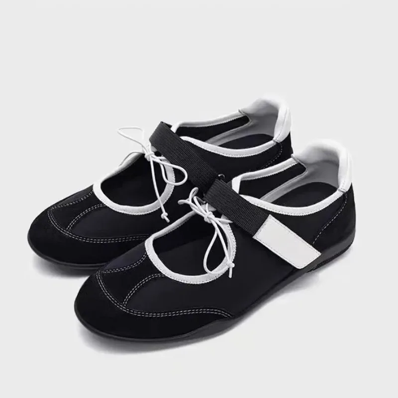Sommer Neue Sport Stil Mary Jane Schuhe frauen Low Cut Slip-On Ballerinas Starke Ferse Casual Vielseitige Faux wildleder Schuhe