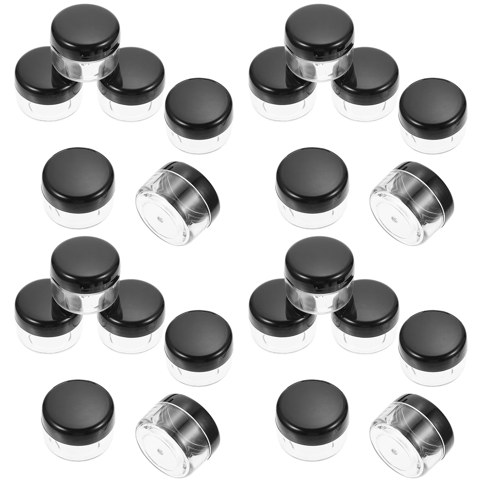 

50 Pcs Tape Stickers Round Bottle Lightweight Boxes Make up Cosmetics Jars Empty for Cream Black Sample Storage Travel