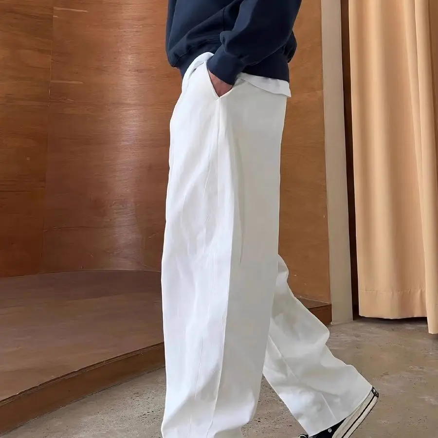 GELITAYIN Male Trousers Tailoring Wide Straight White Clothes Men's Casual Pants New In Sale Regular Fit Slacks Cheap Baggy High view 3
