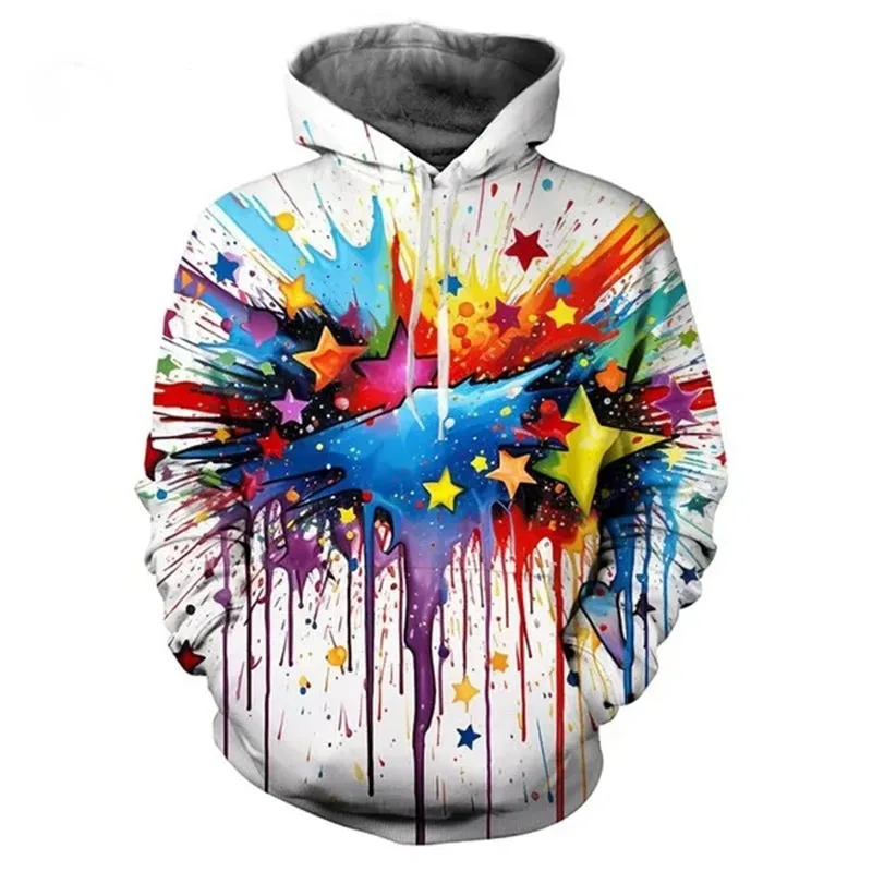 Autumn Colorful Splashing Star 3D Print Hoodies Men Women Fashion Sweatshirts Oversized Hoodie Pullovers Tracksuit Clothing