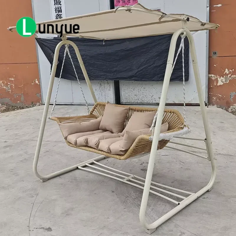 Modern Outdoor Hanging Egg Chair Double Seat Swing with Roof for Garden Balcony Terrace Patio Furniture Comfortable Durable