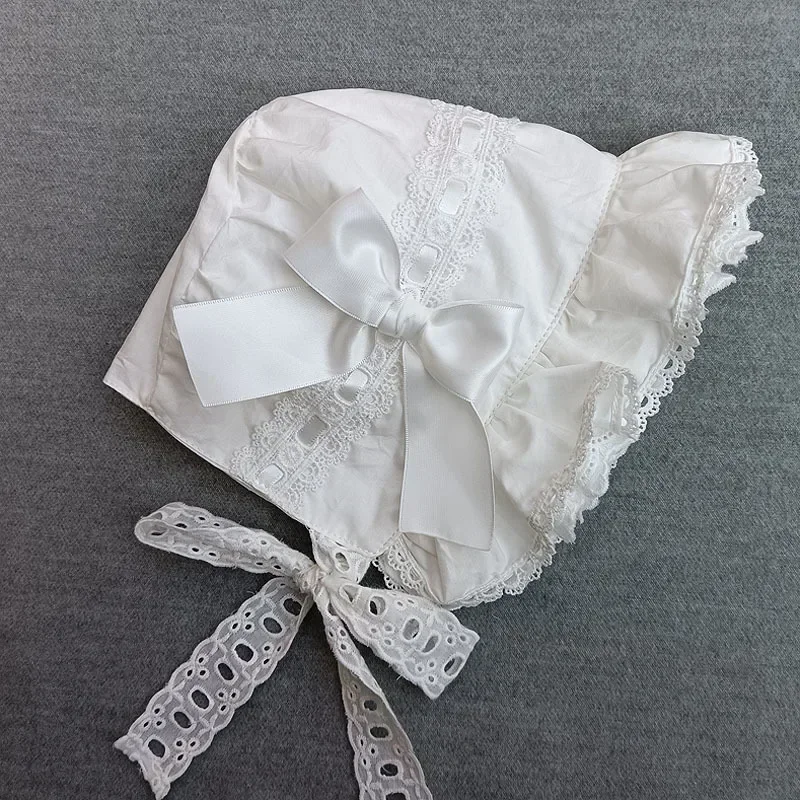 Peregrino vittoriano Cofano Lolita Girl Vintage Ruffles Cameriera Accessori per costumi cosplay Cappello con fiocco in pizzo per le donne Regalo Berretto di zucca