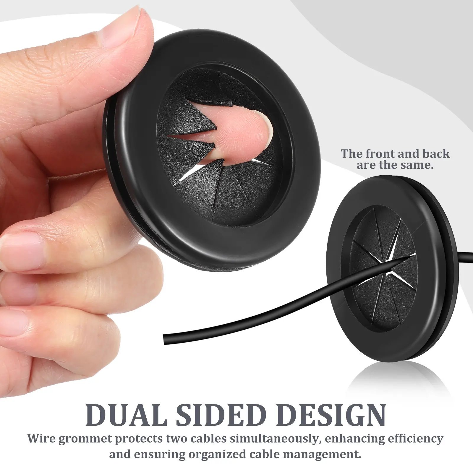 6Pcs Power Cord Grommet Desk Grommet Cord Cover Dual-Sided Wire Organizer Hole Cover Set Compact Portable for Countertop Table