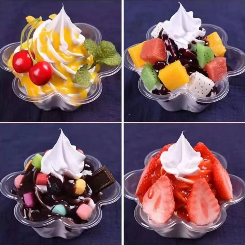 Disposable plastic bowl Ice cream cup Thickened Shaved Ice Salad Ice Powder Yogurt Sundae Dessert Party Disposable tableware