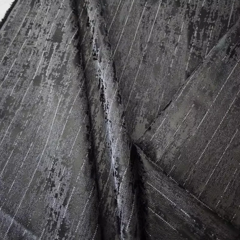 

Black Coating Irregular Fabrics Handmade for Sewing Home Vintage Suit Pants Vertical Stripe Designer Decoration Crafts Material
