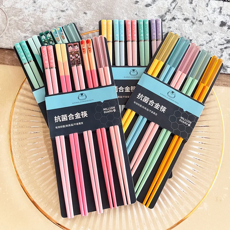 5Pairs Chopsticks for Non-Slip Food Sticks Chop Sticks Reusable Chinese Chopsticks Tableware Gift Kitchen Tools