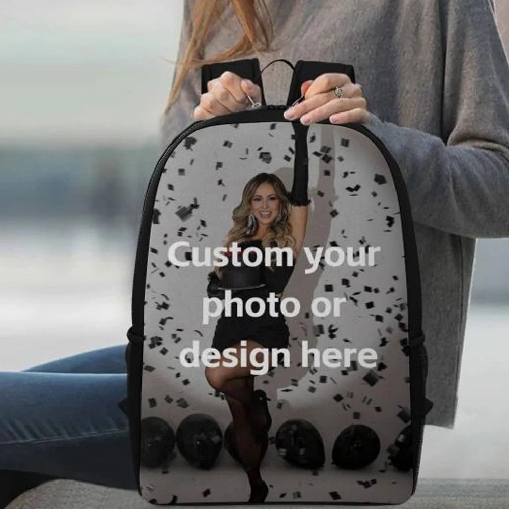 Custom Photo Backpack, Personalized Image Print Laptop Backpack, 17 Inch Customized Travel School Bookbag for Men Women Teens