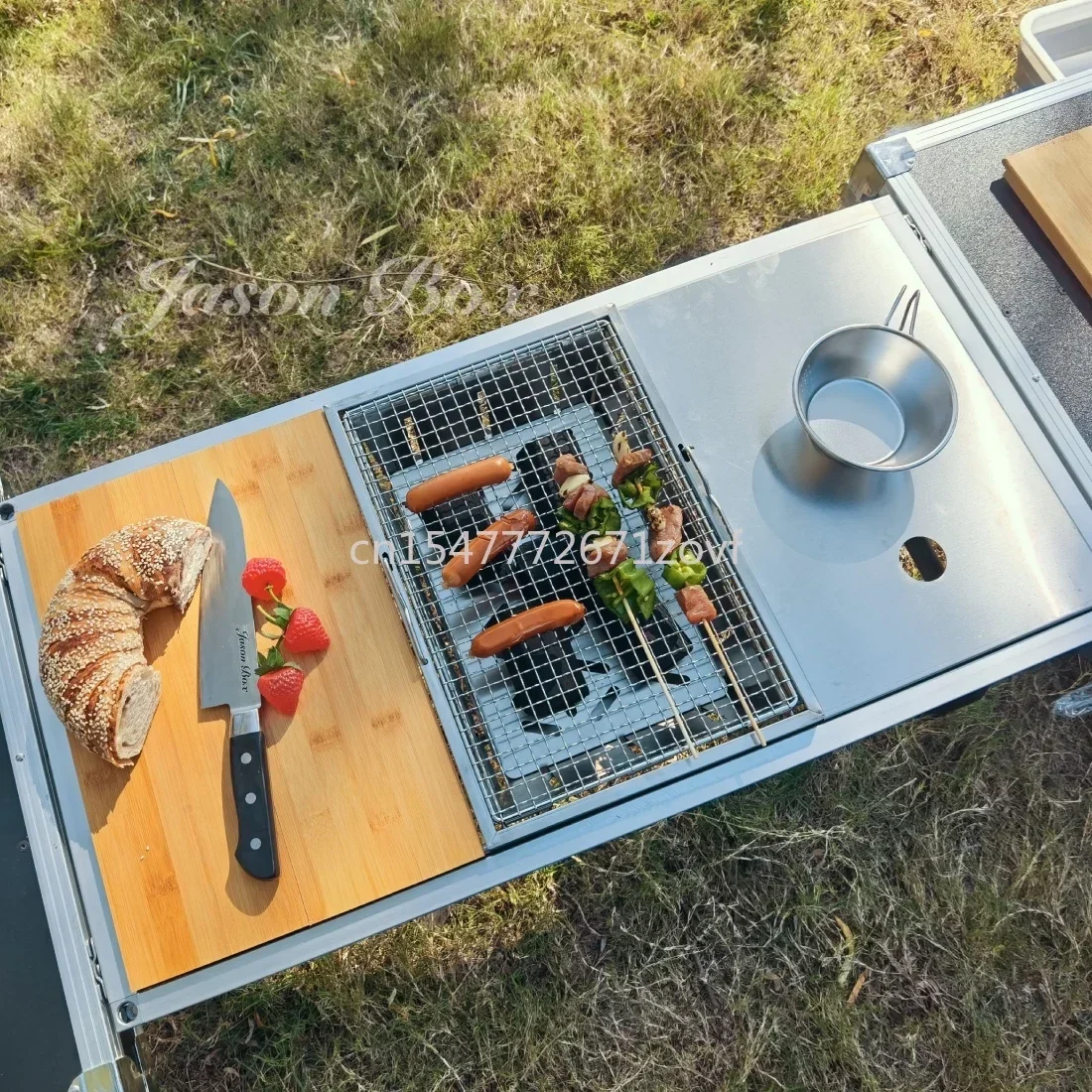 Outdoor IGT Table Frame Unit Module Barbecue Gas Furnace Sink Storage Box Mesh Basket Bamboo Board Snow Peak