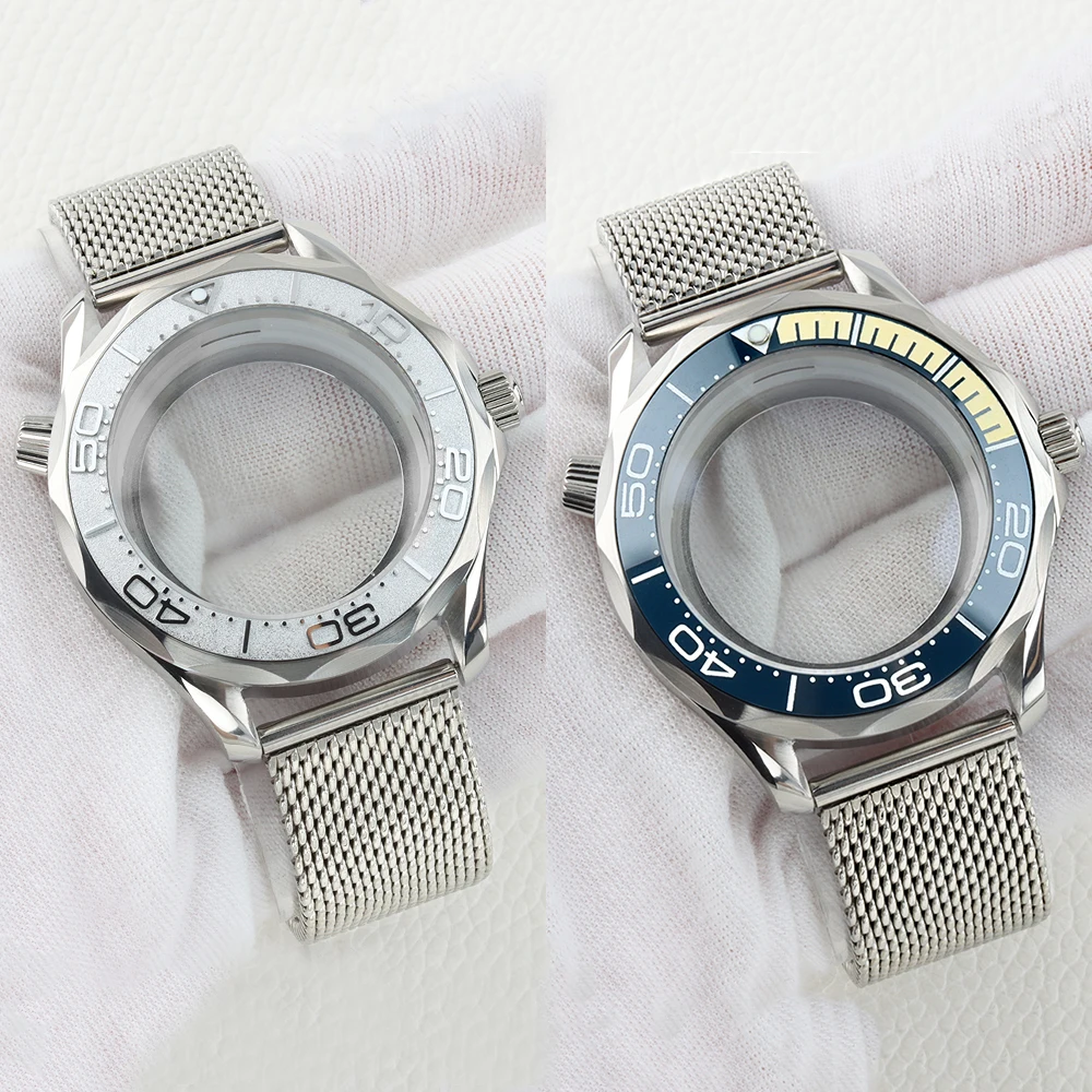 

Корпус nh35, 41 мм, сетчатый ремешок 20 мм для часов Seamaster, нержавеющая сталь, водонепроницаемость 100 м, подходит для механизма Seiko nh35/nh36