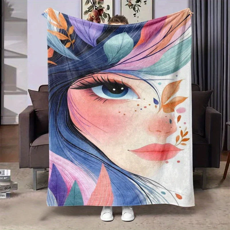 

pc AllSeason Soft Warm Flannel Blanket for Bed Sofa Office Printed Nap Throw Multifunctional Blanket