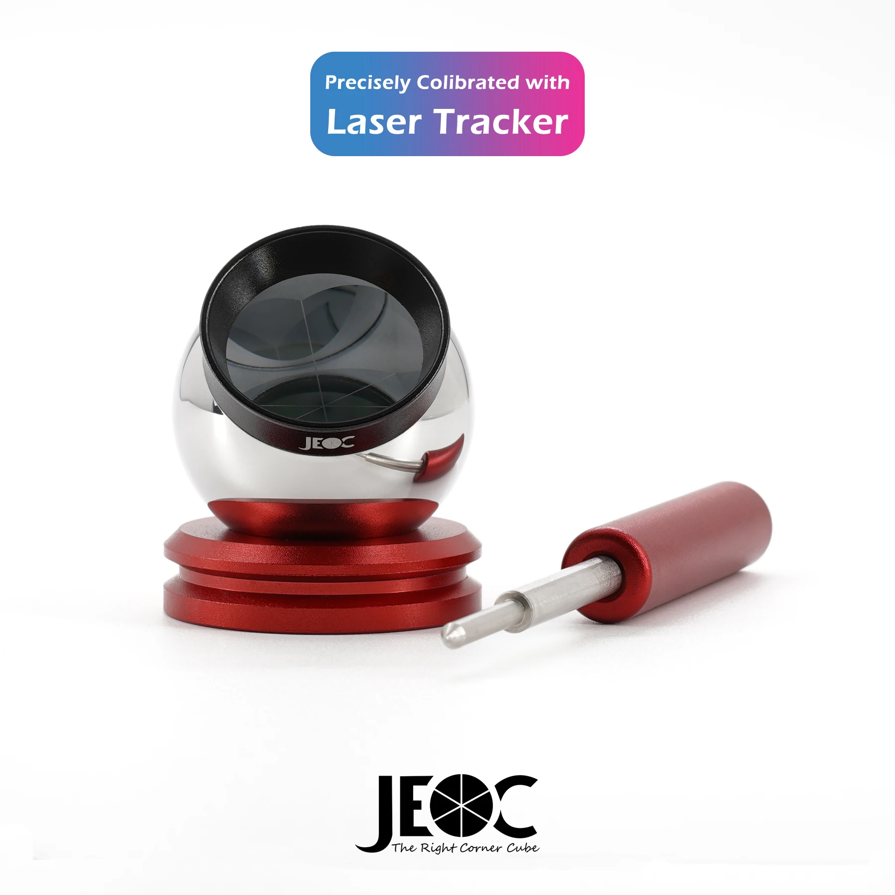 JEOC 1.5inch Reflective Sphere for Total-station, 38.1mm Ball Prism with Magnetic Base, Break Resist