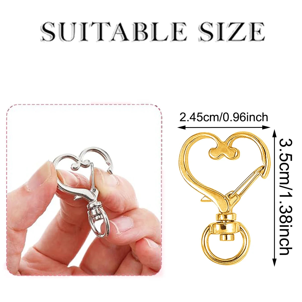 10/20/30 Pcs Heart Shaped  Spring Keychains, For Handbags DIY Bags Keychains Card Holders and DIY Craft A Perfect Gift for Day image 2