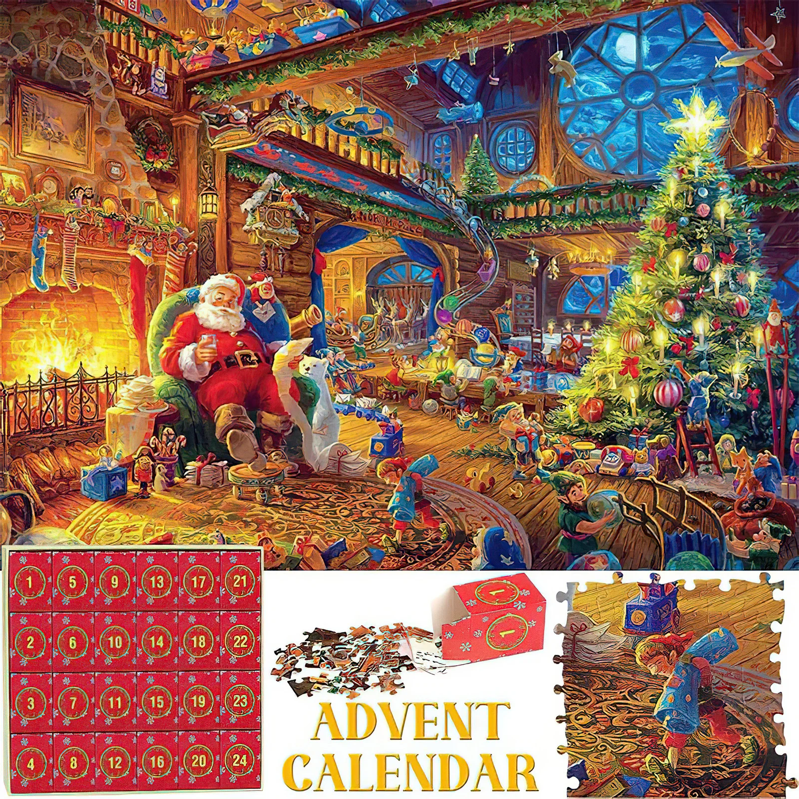 Christmas Advent Calendar 2025 Santa Claus Jigsaw Puzzles toys 24 Days Countdown Family Party Surprise Gifts For Kids Boys Girls