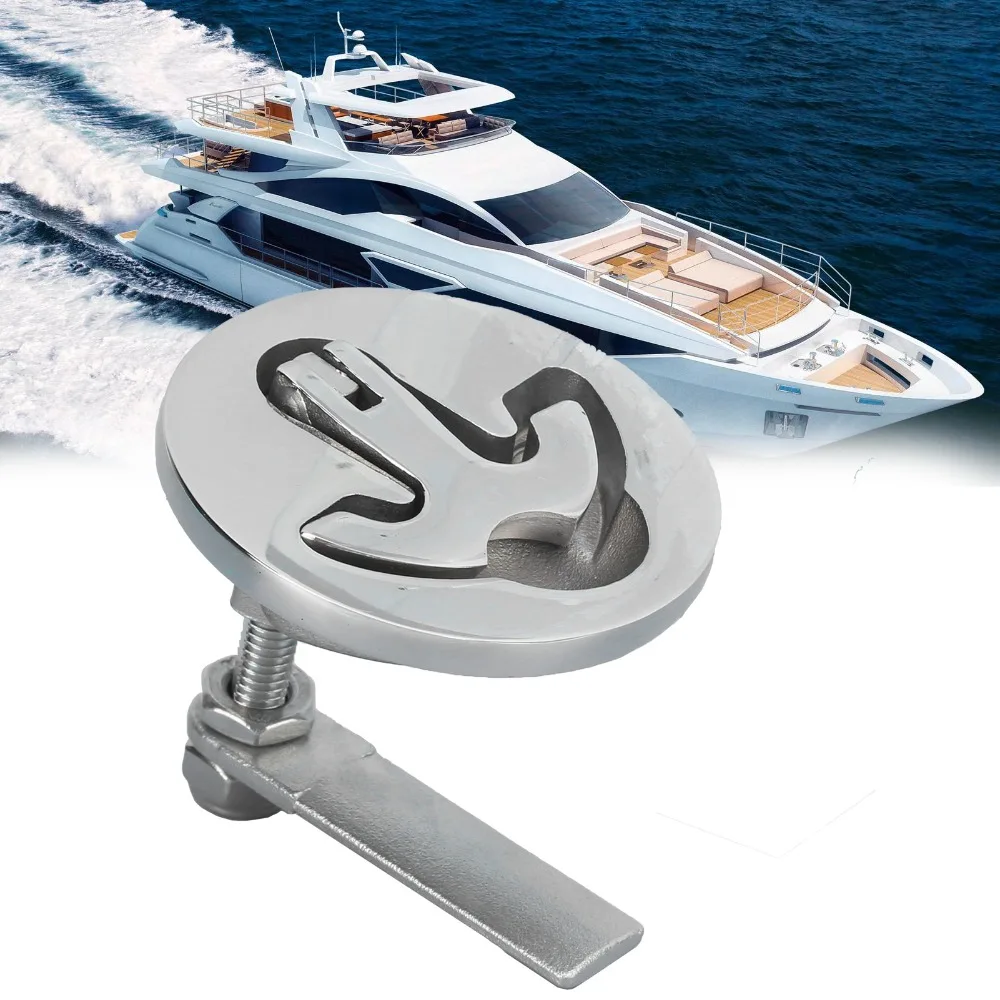 Sturdy 316 Stainless Steel Flush Boat Hatch Latch 2 Inch T-Handle Turning Lift Handle Boat Hatch Latch Floor Hatch