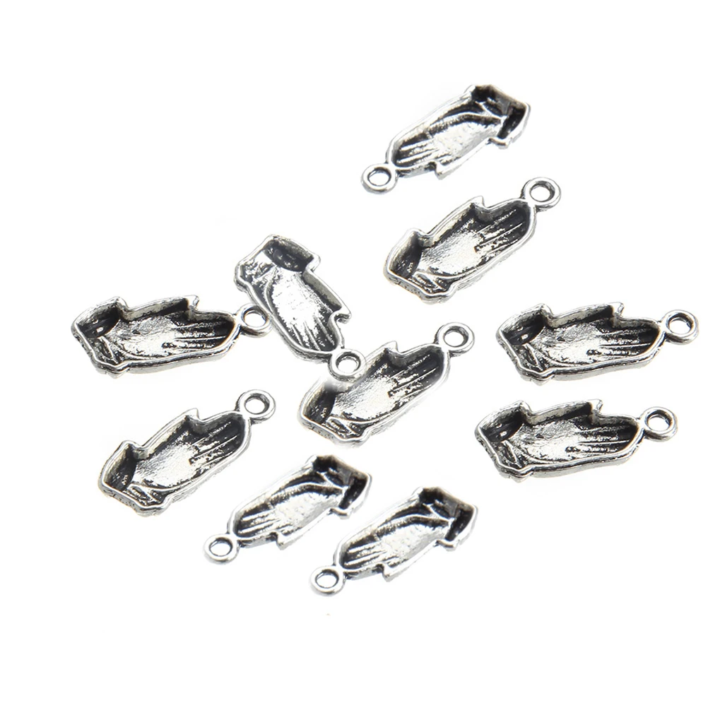 

5Packs Prayer Pendant Alloy DIY Charm Metal Zen Gesture Pendant for Necklace Bracelet Jewelry Making Accessories Silver