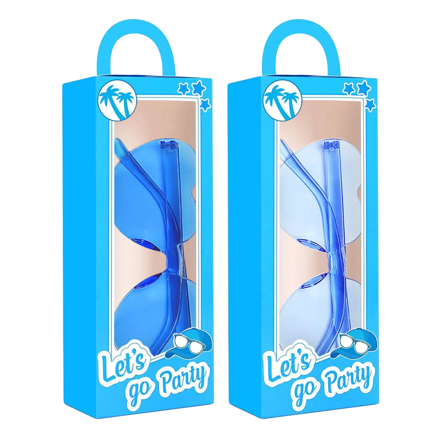 12 Set blaue Puppe Geschenk boxen enthalten 12 Party Gunst Goodie Box 12 Herz Sonnenbrille Junggesellen abschied begünstigt Süßigkeiten Boxen