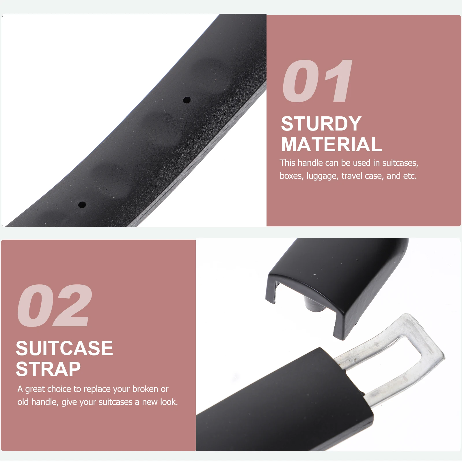 

2Pcs Suitcase Luggage Replacement Sturdy Suitcase Replacement Handle Plastic Grip Longlasting Smooth Simple Hardware