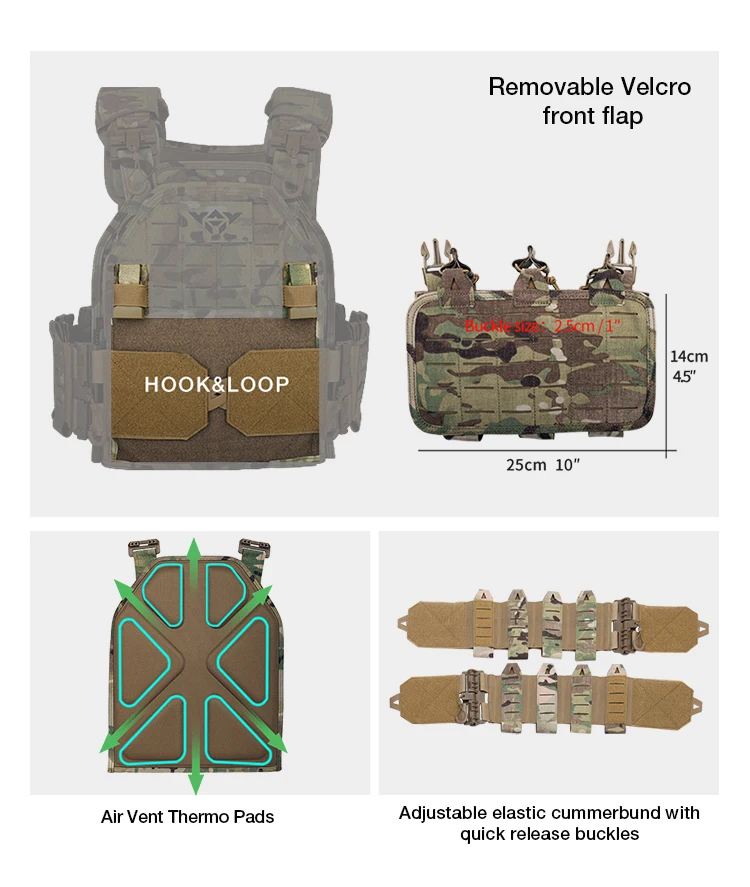 YAKEDA New Arrival Light Weight Quick Release Laser Cutting SWAT Combat 1000D Molle Chaleco Tactico Military Tactical Vest