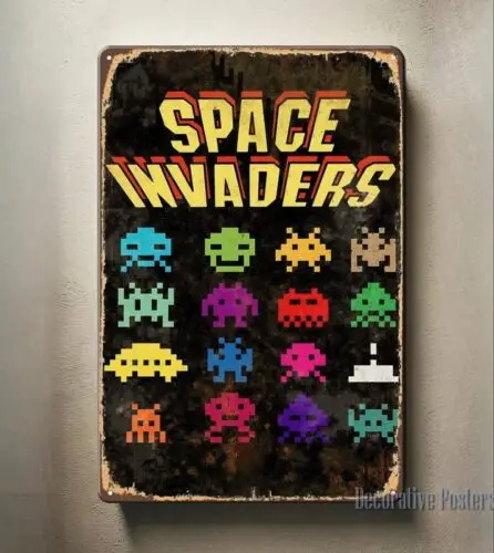 n1,Space Invaders Retro Video Game Metal Poster - Collectable Tin Sign - 20*30cm