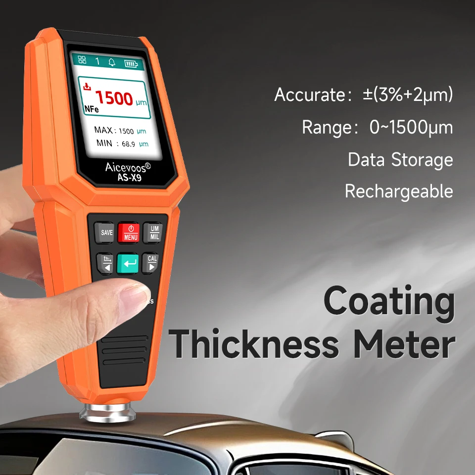 

Aicevoos Rechargeable High-Precision Coating Thickness Gauge,FE/NFE,0-1500um Measuring Range,Automotive Paint Film Measure Tool