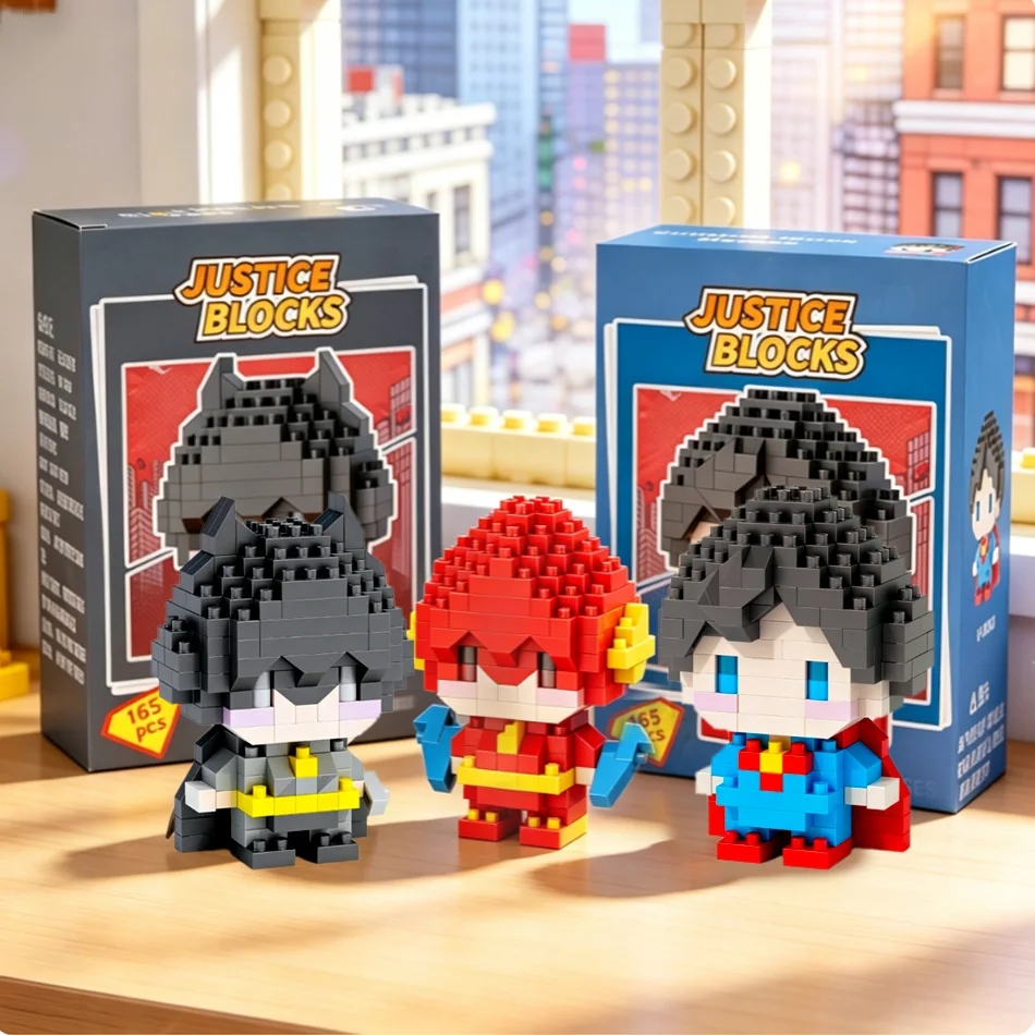 Hero Figures, Iron Man, Captain America, Batman Q Version Mini Particle Building Blocks Educational Toys, Anime Ornaments, DIY