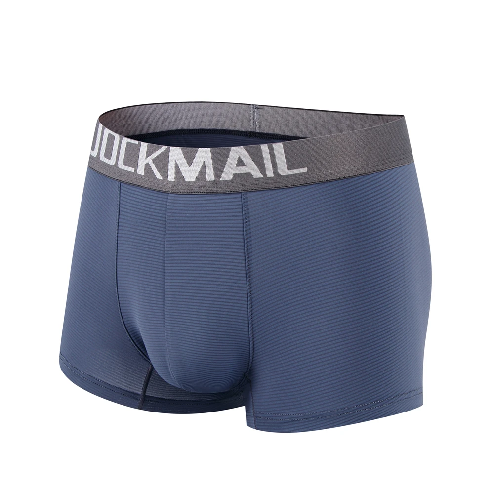 JOCKMAIL Men Underwear Boxer Shorts Pajamas Underpants Striped Sports Trunks Men Panties Low Waist Nylon Breathable Quick Drying