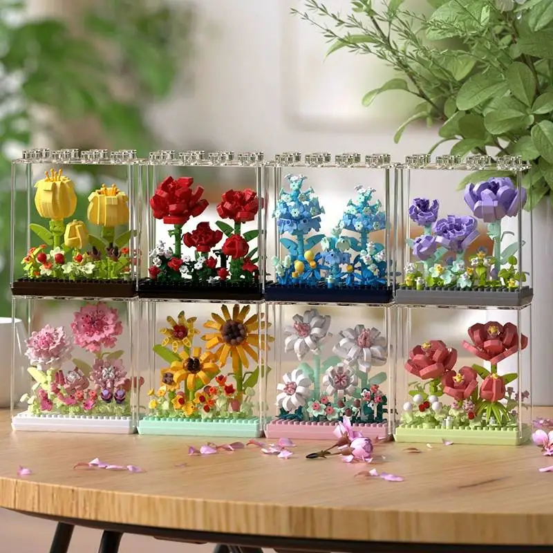 Qimeng Fun Mikrogranules Rose Ewige Blume Baustein Ornament Bausatz Geschenk für Mädchen 7323-26 – Detail 1