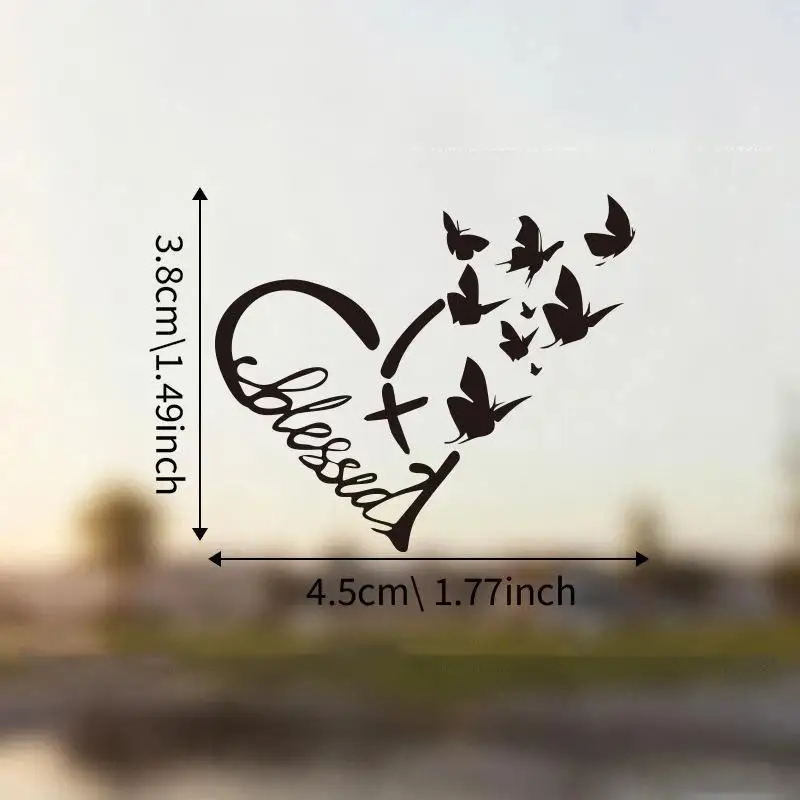 【MO】2pcs Text Blessing And Butterfly Stickers Suitable For Car Interior Decoration Car Rearview Mirror Decoration Stickers