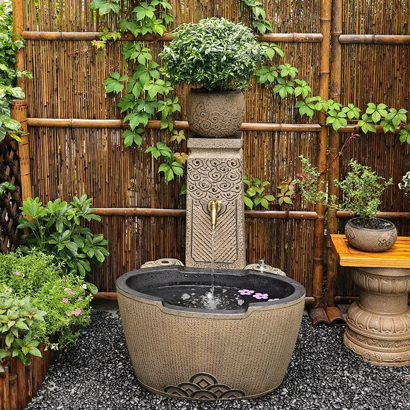 courtyard outdoor wash basin pool villa garden Chinese mop pool antique mop sink watering flower column bolt basin