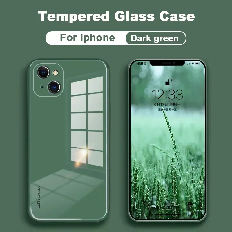 

Soft Silicone Frame Case for IPhone 15 14 13 12 Mini 11 Pro XS Max XR X SE 2022 8 7 Plus Tempered Glass Back Cover