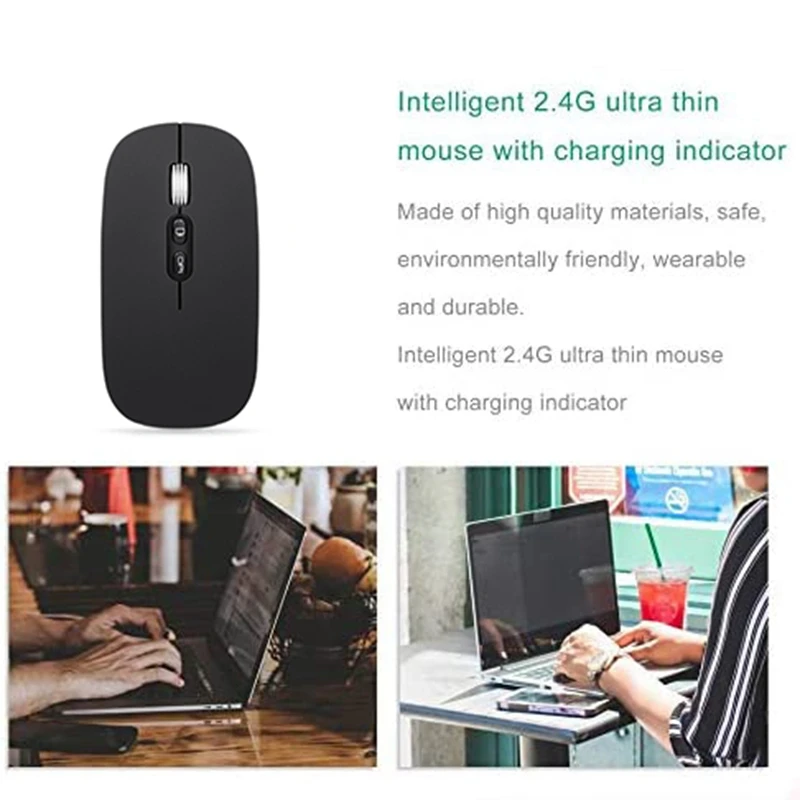 Wireless Smart Charging Mouse, Silent Mini Ultra-Thin 2.4Ghz Optical Mouse, Notebook USB Wireless Mouse,