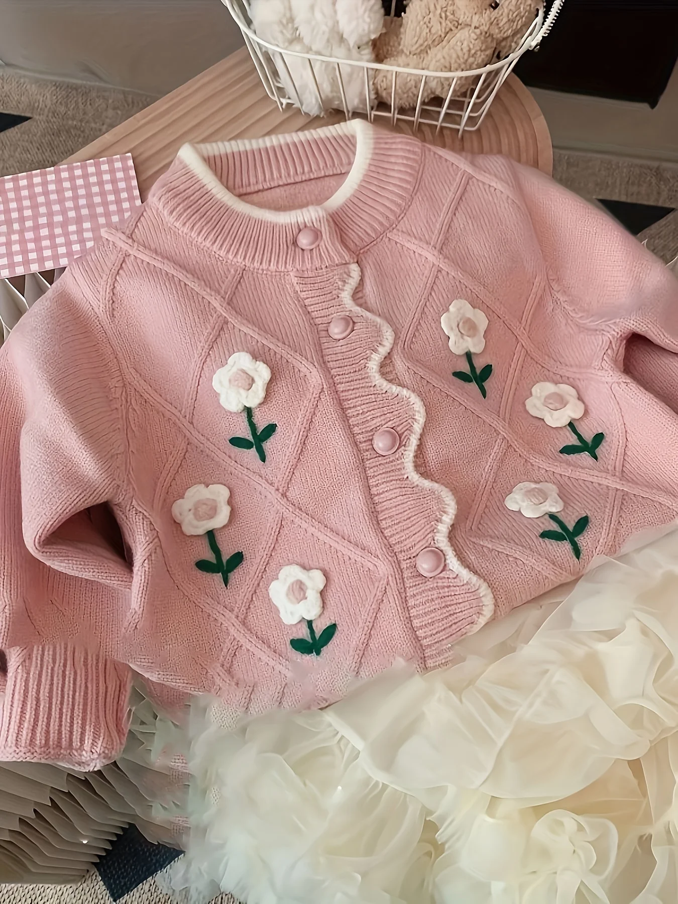 Neuer Frühlingspullover für Mädchen, Babyoberteil, stilvolle und modische Strickjacke für Frühling und Herbst