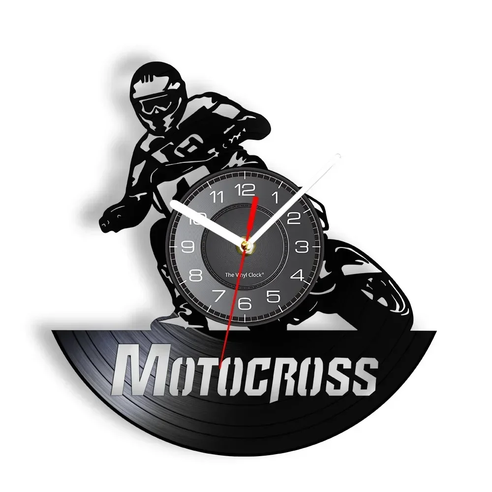 Professional Motorcyclist Vinyl Record Wall Clock Off-Road Motorcycle Vehicl Extreme Bikers Home Decor Silent Watch for Man Cave