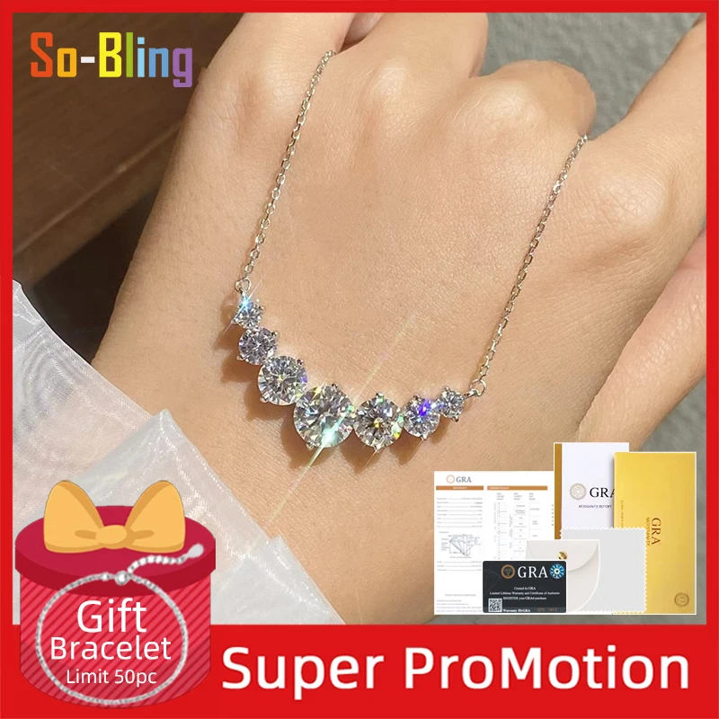 

So-Bling Smile Pendant Moissanite Necklaces 925 Sterling Silver Necklace For Women Party Gift Jewelry