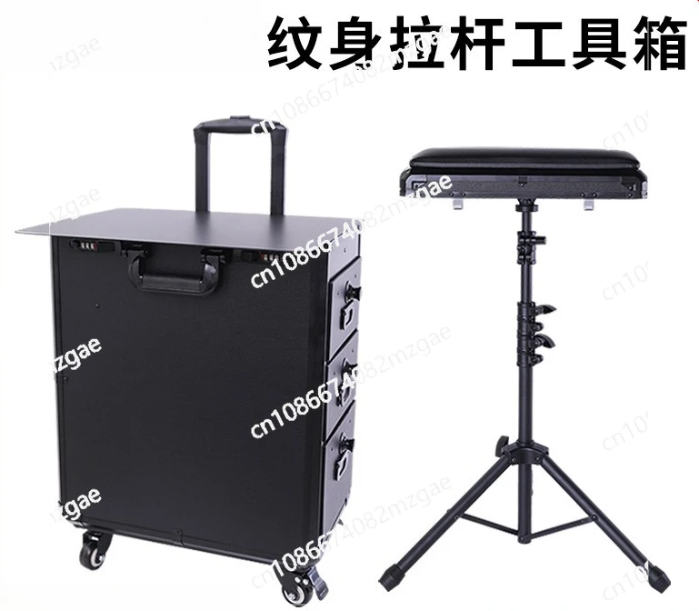 

Многофункциональный портативный ящик для инструментов, чехол на тележке для татуировки, многослойный, большой вместительности