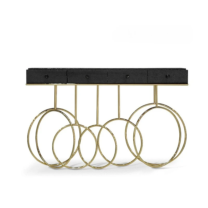 

Italian minimalist porch table, entrance foyer against the wall, post-modern designer stainless steel porch cabinet