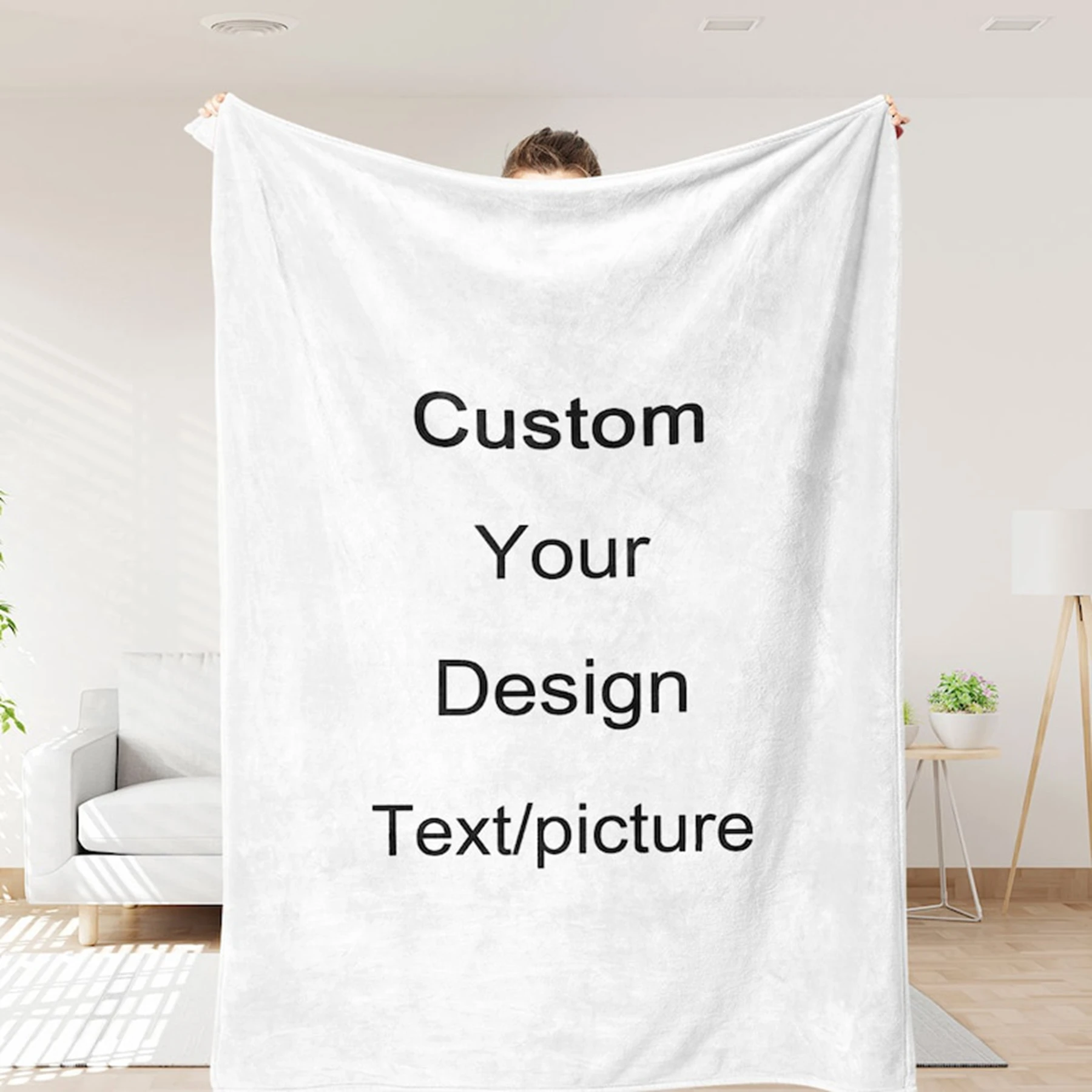 Personalized Custom Photo Throw Blanket Custom Name Logo Blanket For Mother Family Pet Gift Picture Memorial Throw Blanket