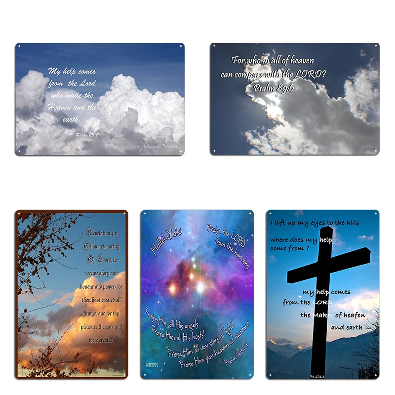 Heavenly Help Psalm Metal Signs Club Home Club Bar Plaques Classic Heavenly Help Metal Posters