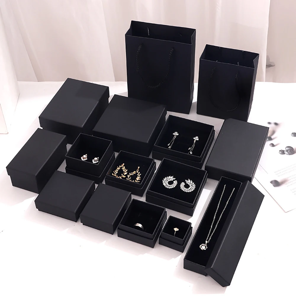 20pc Simple Luxury Black Paper Jewellery Display Case Set