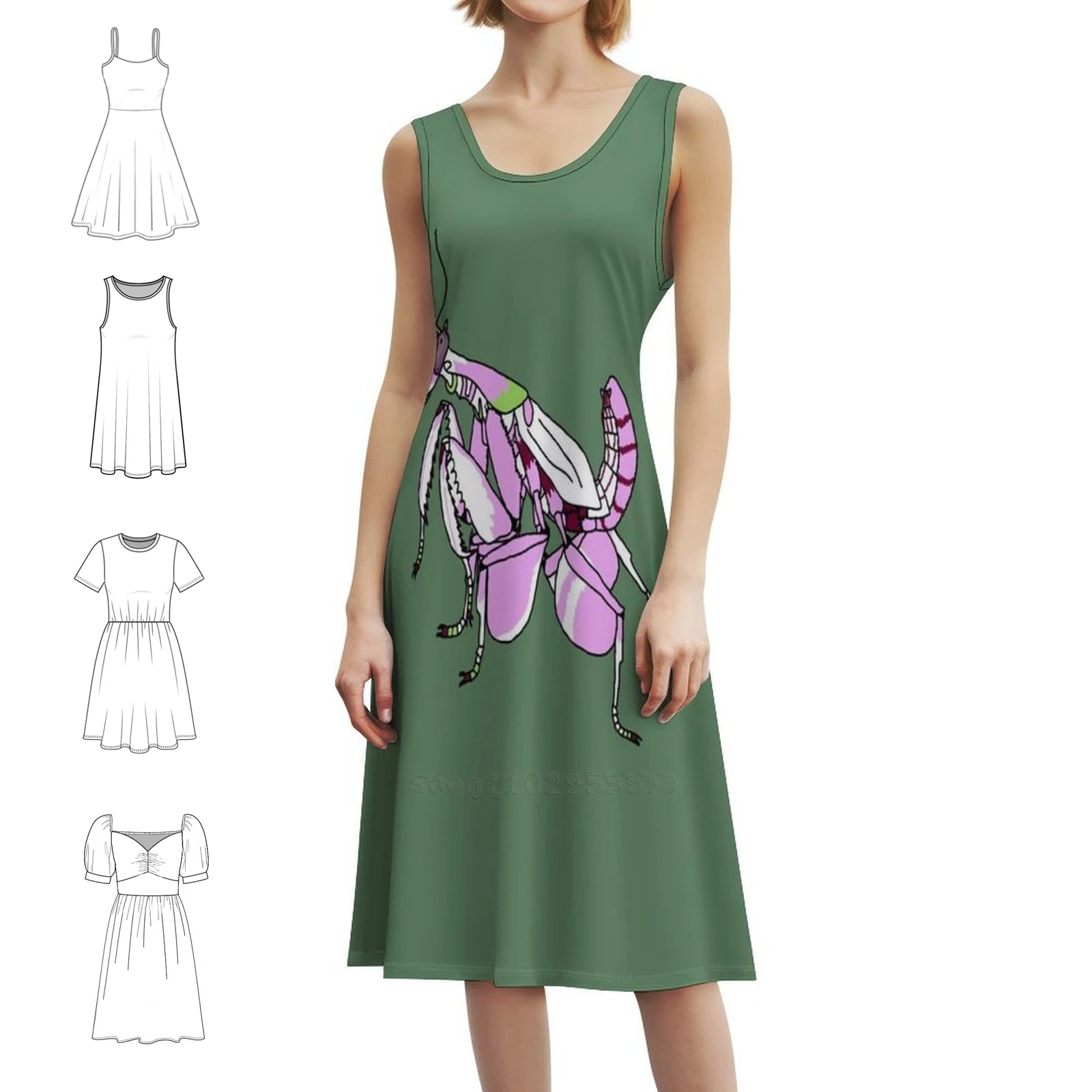 

Платье-халат с цветочным принтом орхидеи Богомол для женщин, весна-лето, повседневное платье для вечеринки, насекомые, богомол, орхидея, красивый цветок для женщин