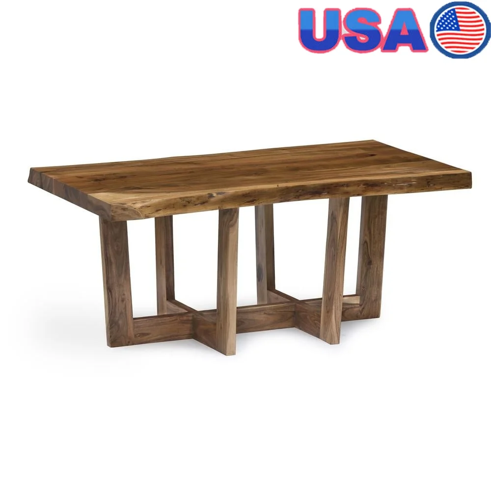 

Журнальный столик из натурального дерева акации. Дизайн с живым краем. Уникальная мебель для дома в деревенском стиле с защитными накладками для пола. Легкое обслуживание. Хранение.