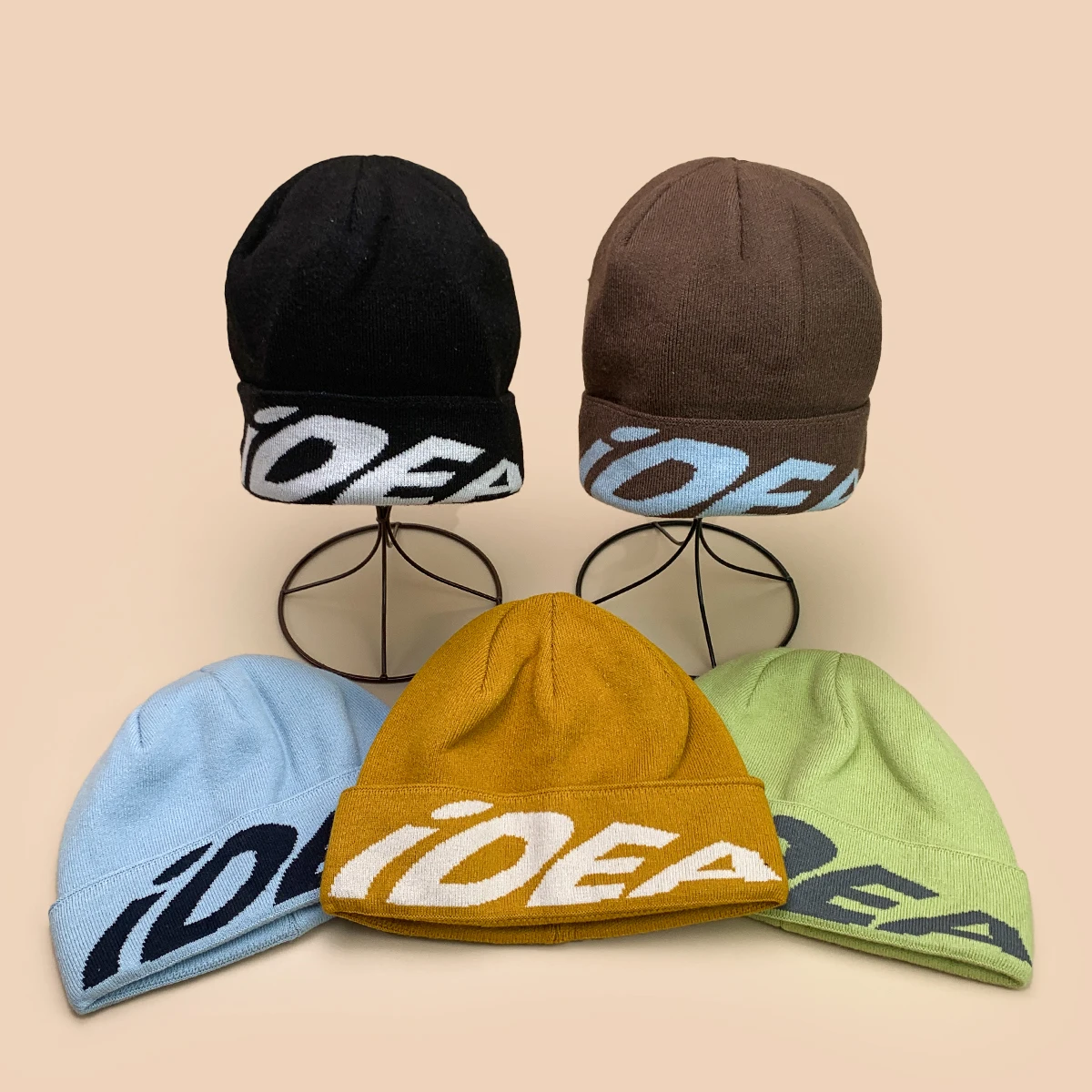 

Outdoor Jacquard iDEA Letters Wool Knitted Hats New Men Women American Warm Simple Fashion Skate Climbl Versatile ins Beanies