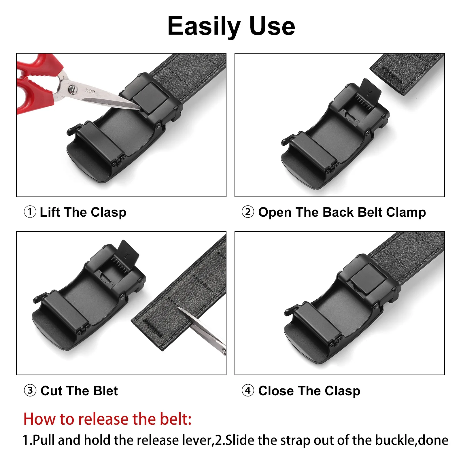 حزام كبير الحجم بإبزيم تلقائي طويل جدًا للرجال الكبار الطويل، 130 140 150 160 170 180 سم حزام أعمال جلدي مع مشبك معدني