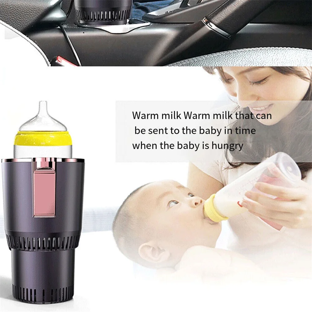 12V 2 in 1 Smart Car Cup Holder Cooler Warmer for Drink Beverage Can Baby Bottle with Digital Temperature Display